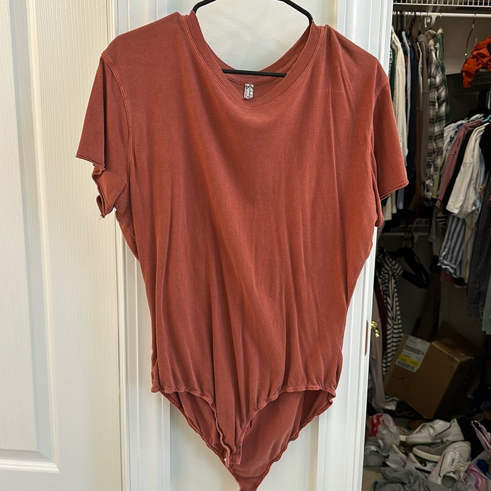 NWOT Free People Red Bodysuit Tee Size Large